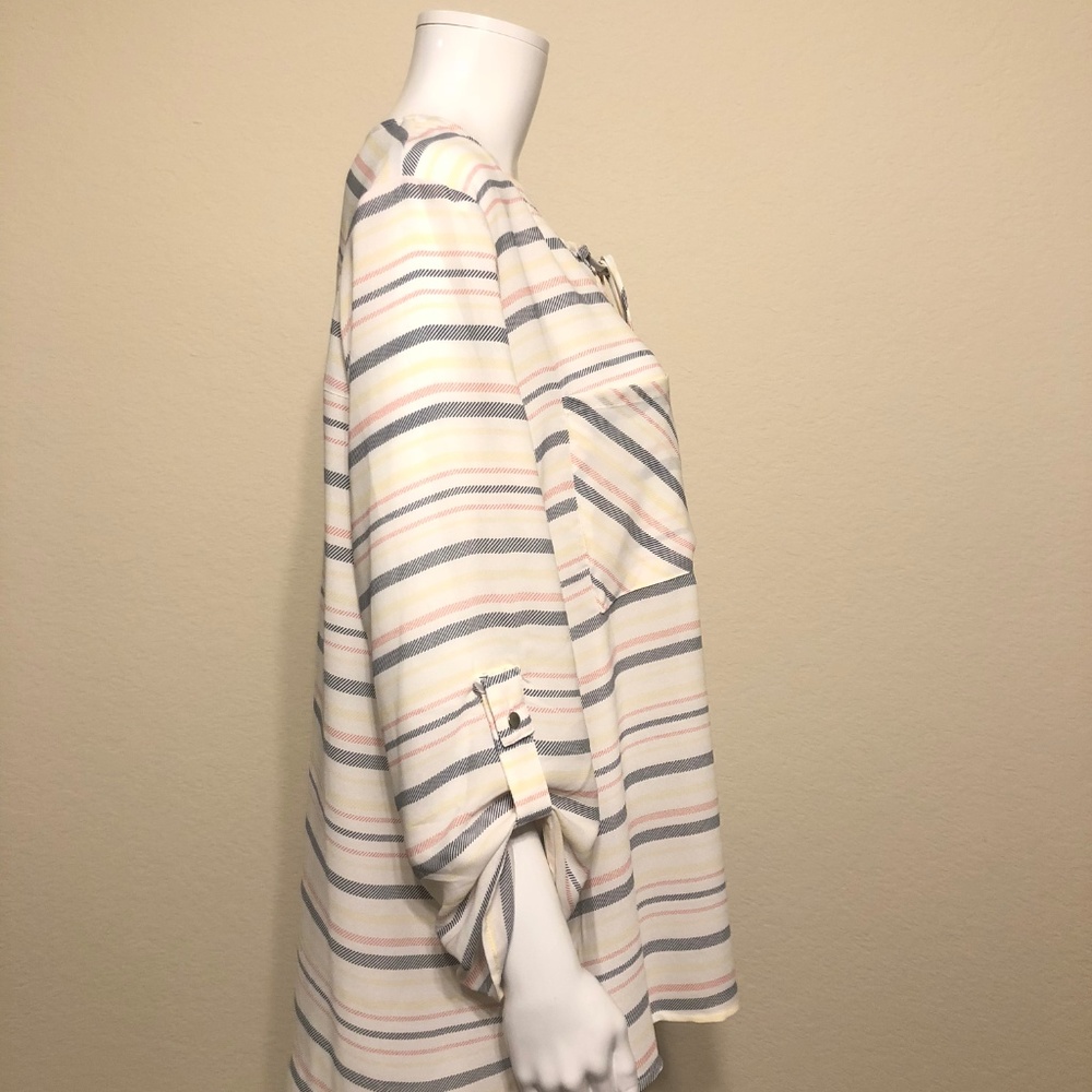 Cato XL stripe lace up popover blouse tunic - Picture 5 of 8